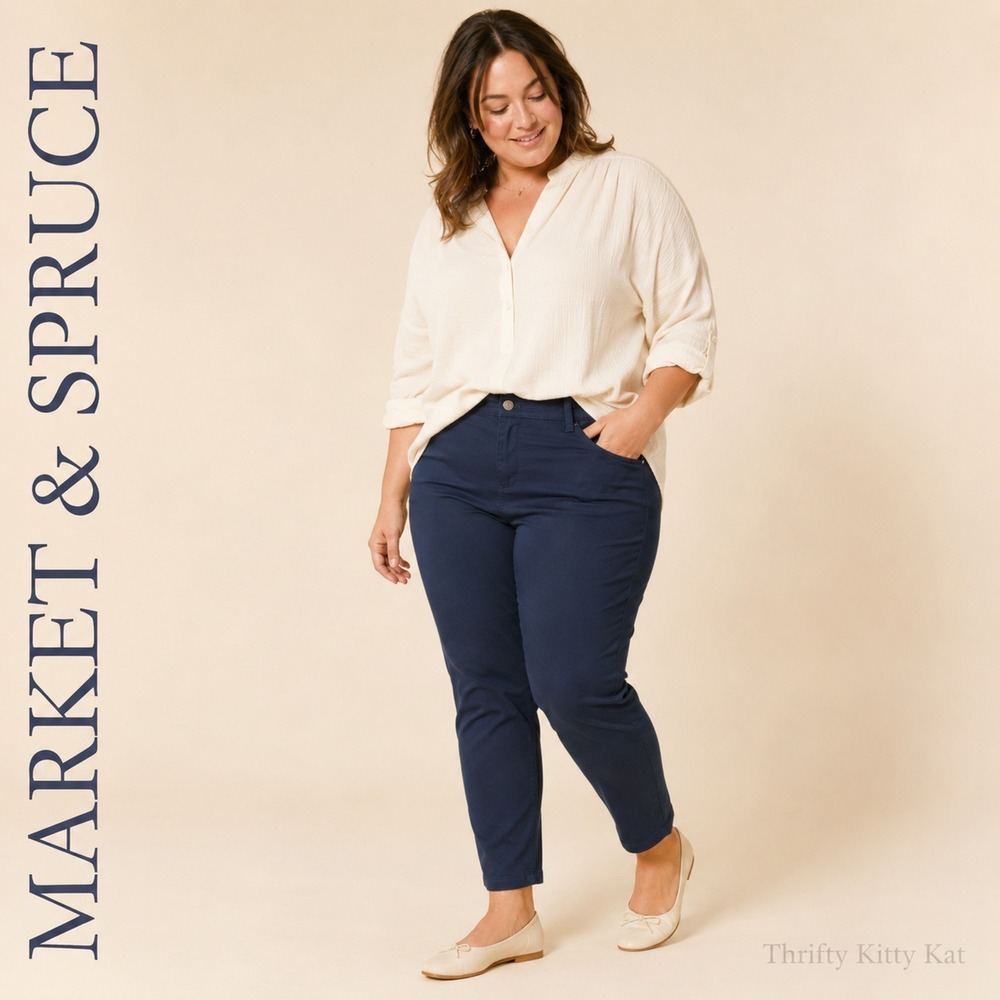 Market Spruce Plus Skinny Ankle Pants Stretch Cotton Navy Blue NWT 18W